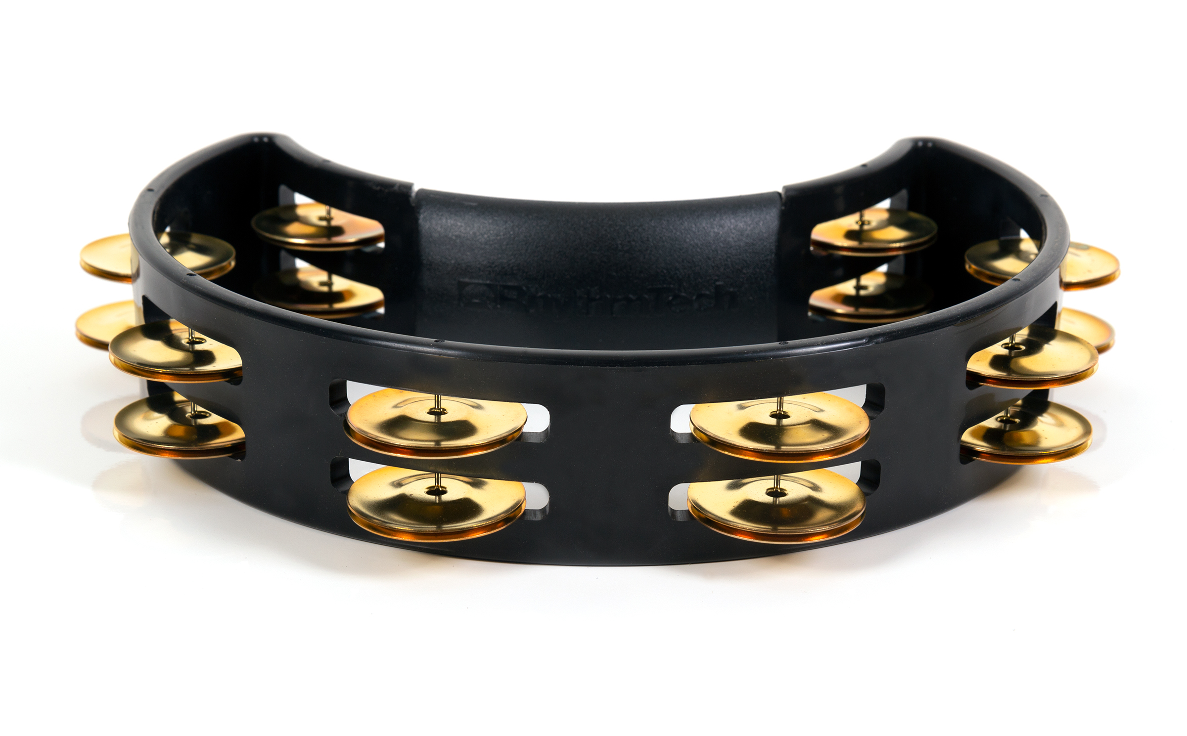 Rhythm Tech RT1011 Tambourine. Black with Double Row Brass Jingles